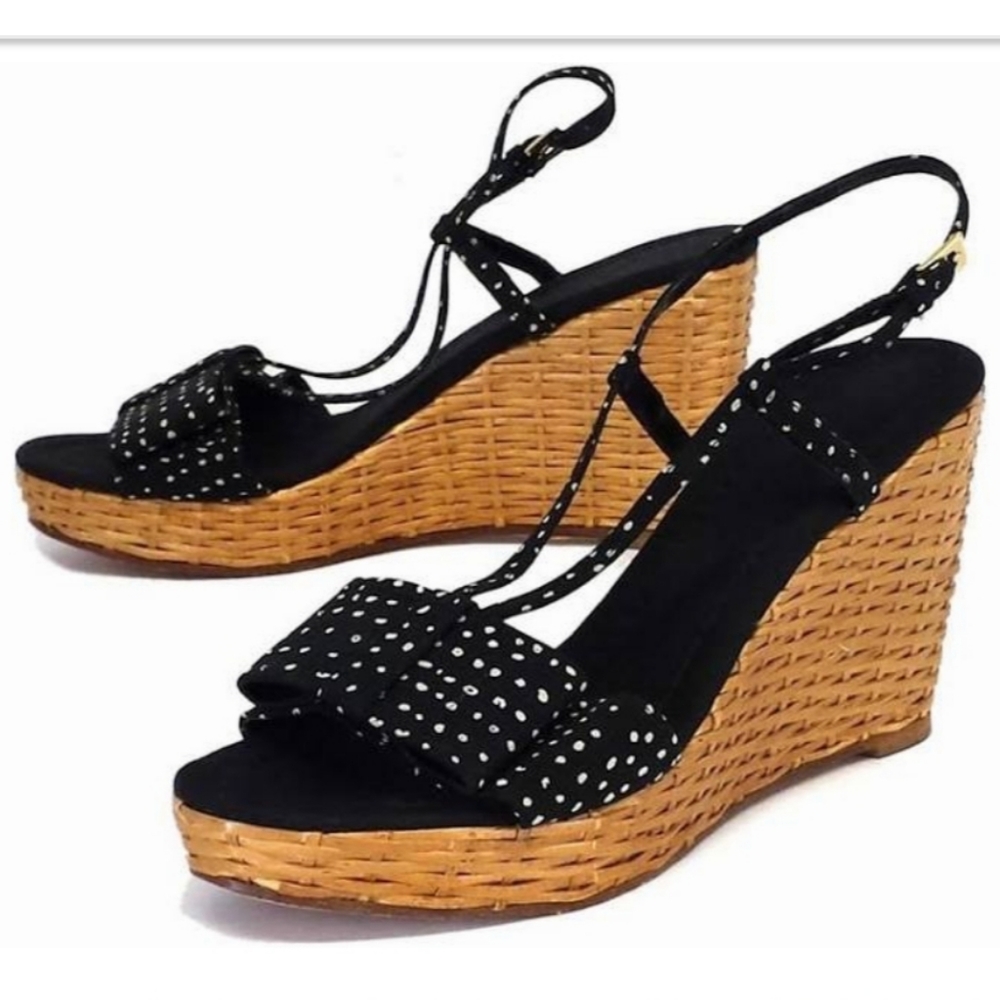 Kate Spade Callista Polka Dot Bow Wedge Size 9